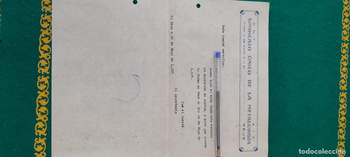 Militaria: Documento Rep&uacute;blica guerra civil sindicato UGT CNT AIT