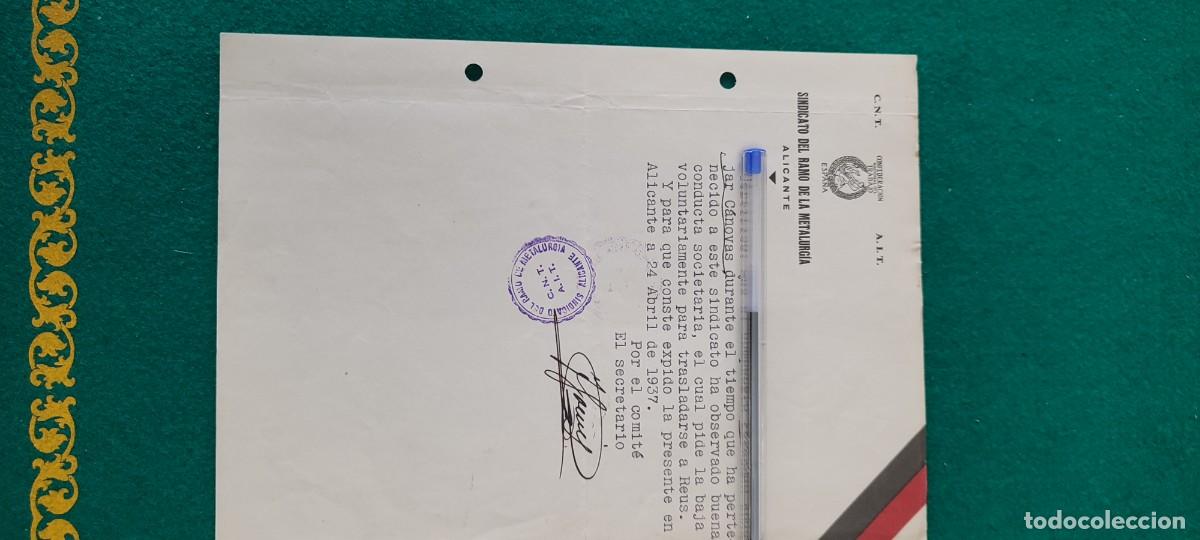 Militaria: Documento Rep&uacute;blica guerra civil sindicato UGT CNT AIT