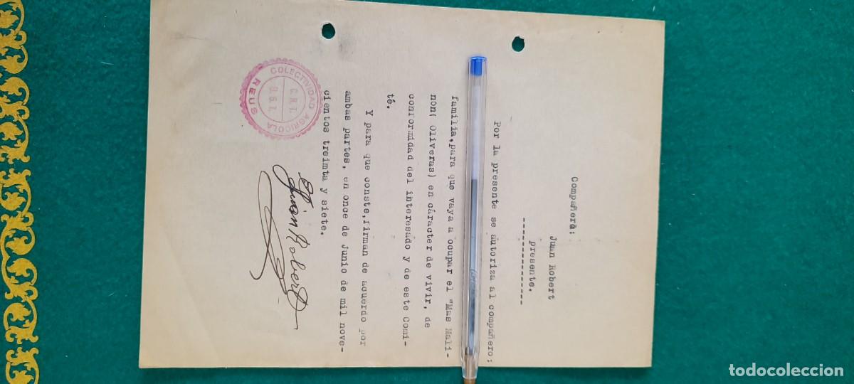 Militaria: Documento Rep&uacute;blica guerra civil sindicato UGT CNT AIT