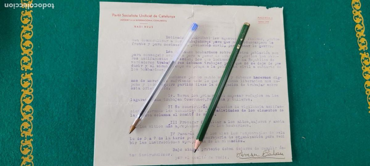 Militaria: Documento Rep&uacute;blica guerra civil comit&eacute;s antifascistas escuela