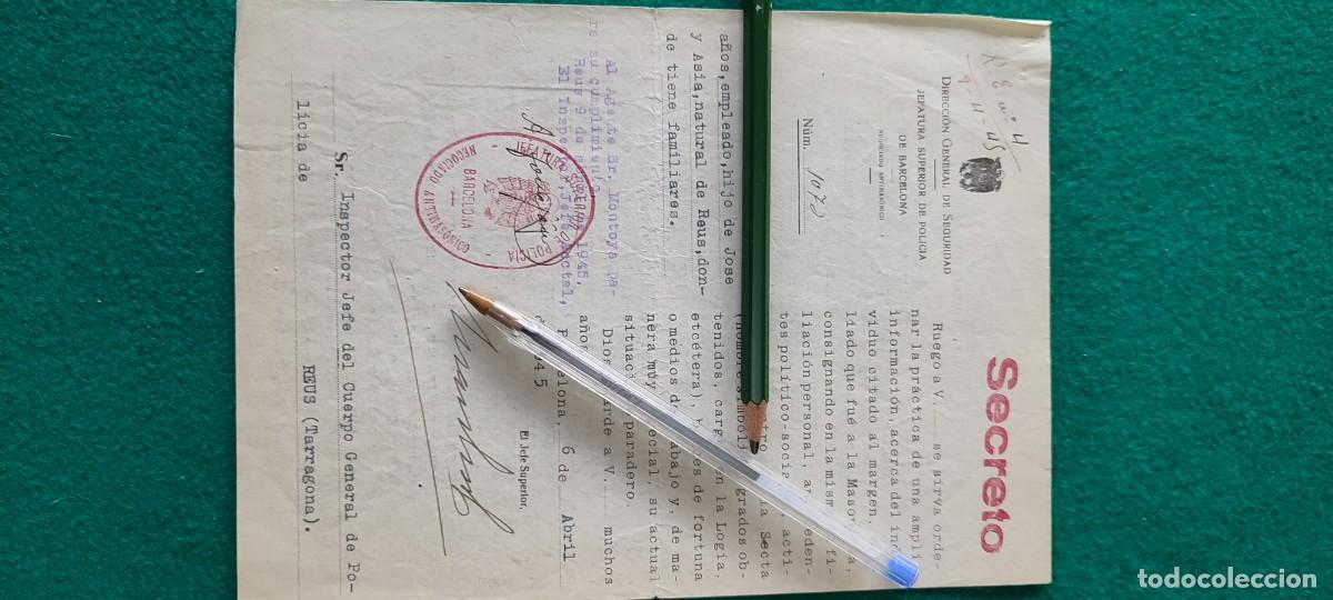 Militaria: Documento Rep&uacute;blica guerra civil Servicio informaci&oacute;n Falange