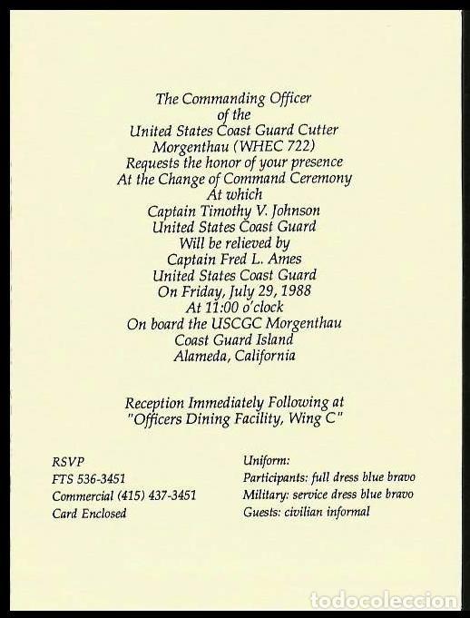 Militaria: USA 1988 RELEVO COMANDANTE USCGC MORGENTHAU