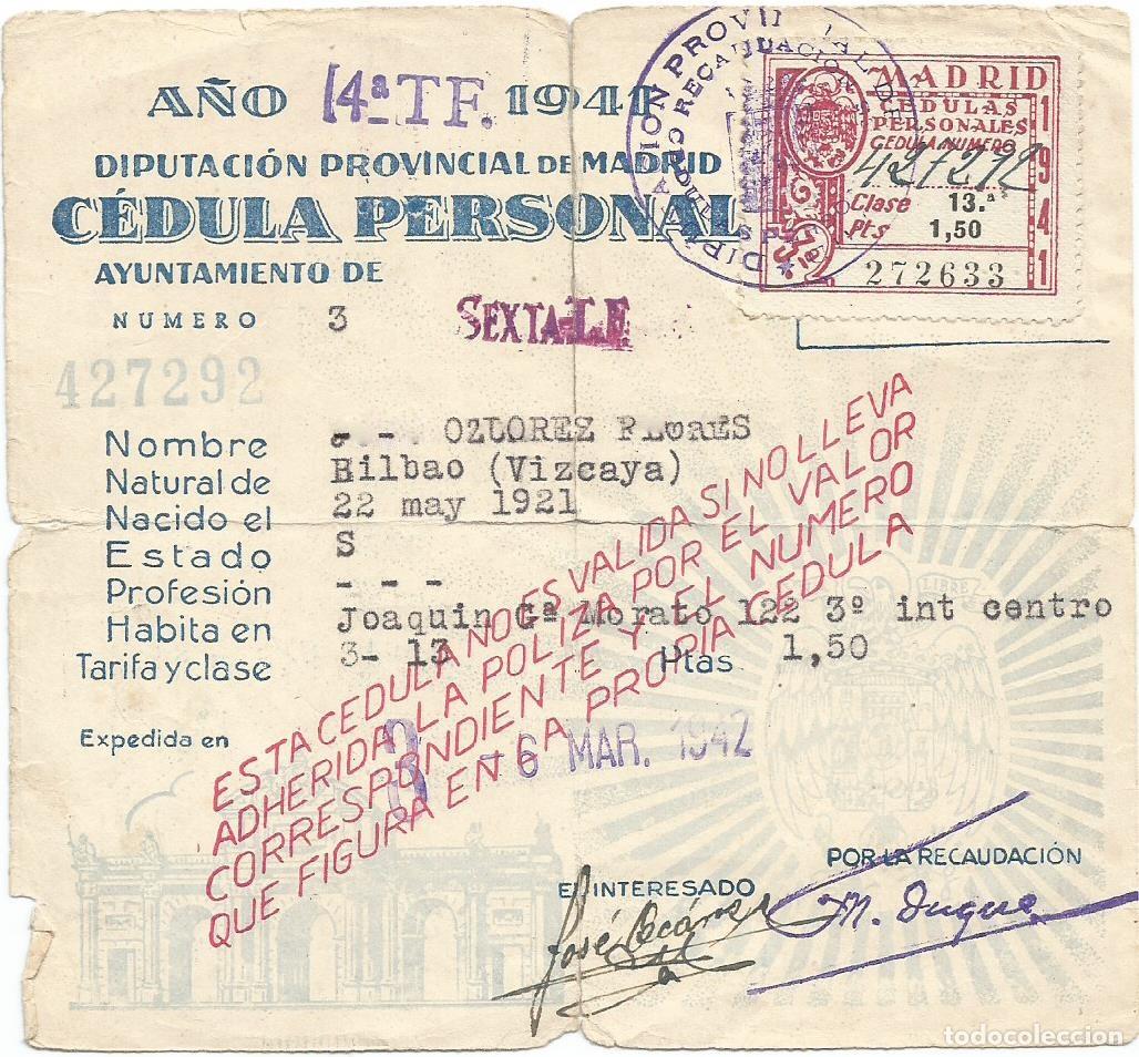 Militaria: CEDULA PERSONAL - Foto 1