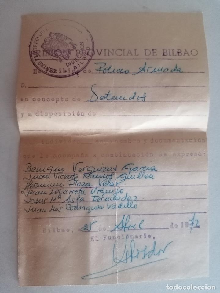 Militaria: PRISION PROVINCIAL DE BILBAO, ENTREGA DE DETENIDOS, ABRIL 1972