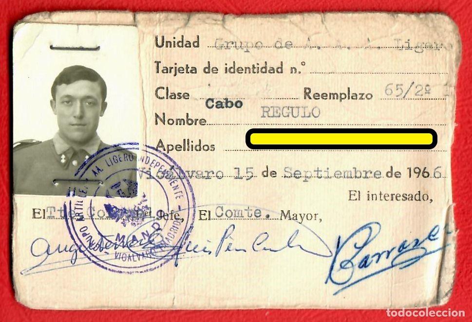 Military Antiques: A&ntilde;o 1966 &ndash; Tarjeta de identificaci&oacute;n &ndash; Grupo Artilleria AA Ligero independiente &ndash; Vicalvaro Madrid
