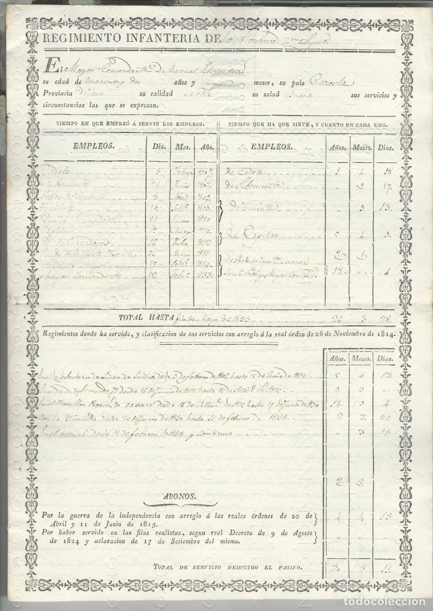 Military Antiques: 1833 REGIMIENTO DE INFANTERIA DE LA ALBUERA HISTORIAL COMANDANTE 2 HOJAS L57