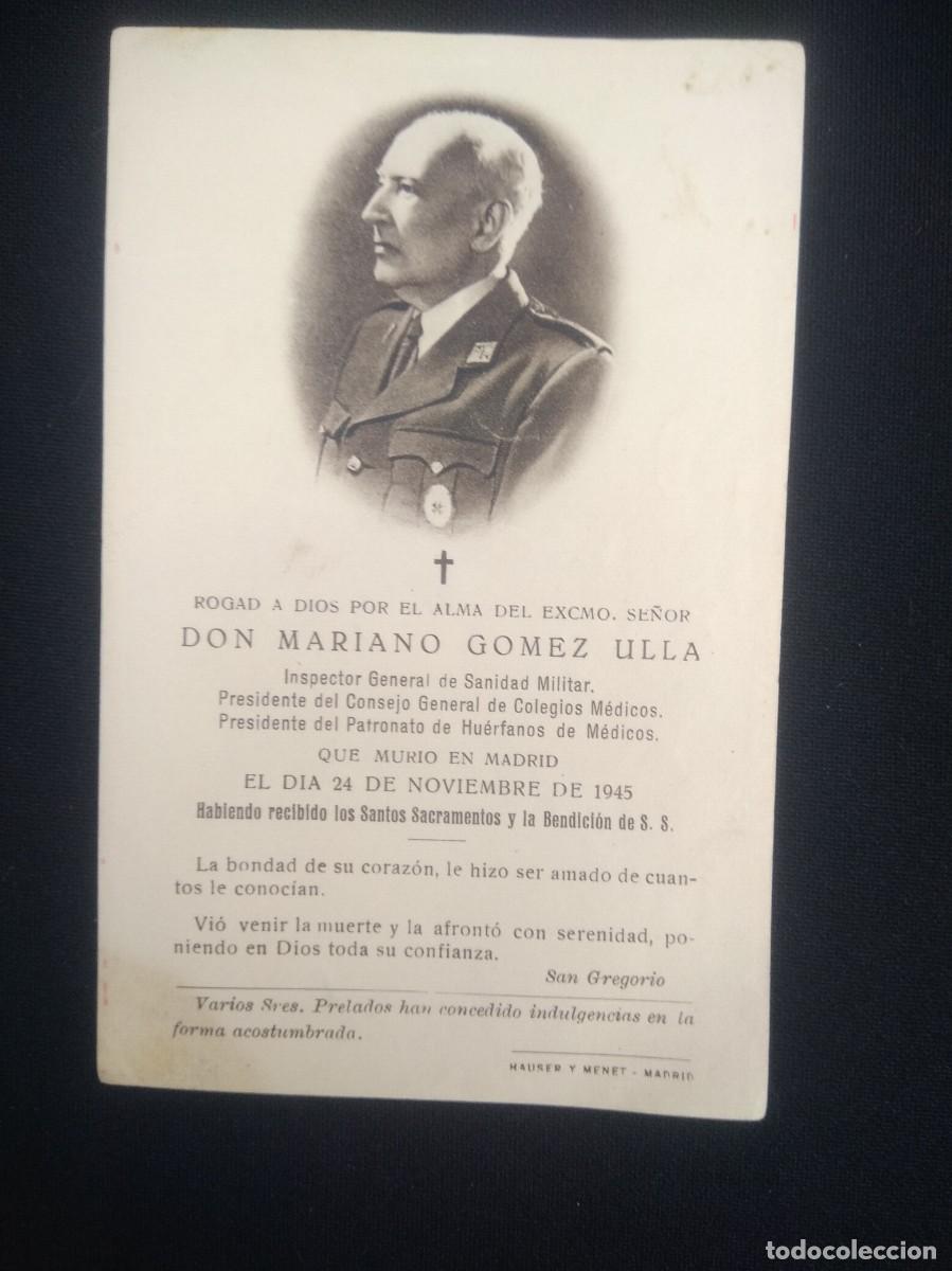 Military Antiques: Antigua esquela Don Mariano Gomez Ulla inspector general de sanidad militar