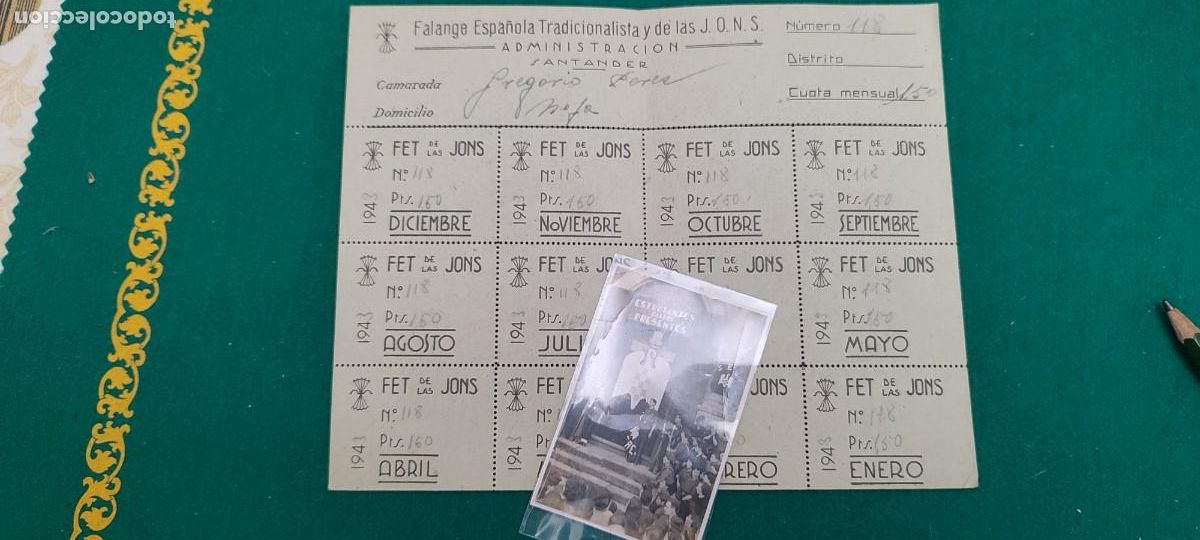 Militaria: Lote cupones Falange Santander guerra Civil