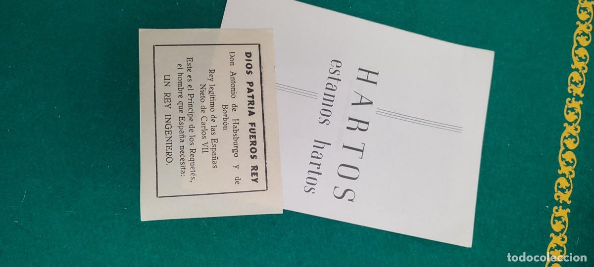 Militaria: Lote pegatina y documento carlista requet&eacute; falange guerra Civil