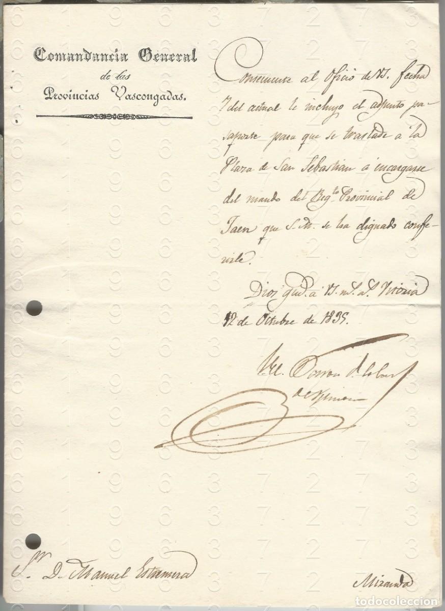 Militaria: 1835 1&ordf; GUERRA CARLISTA JACOBO MARIA ESPINOSA DE LOS MONTEROS FIRMA L50