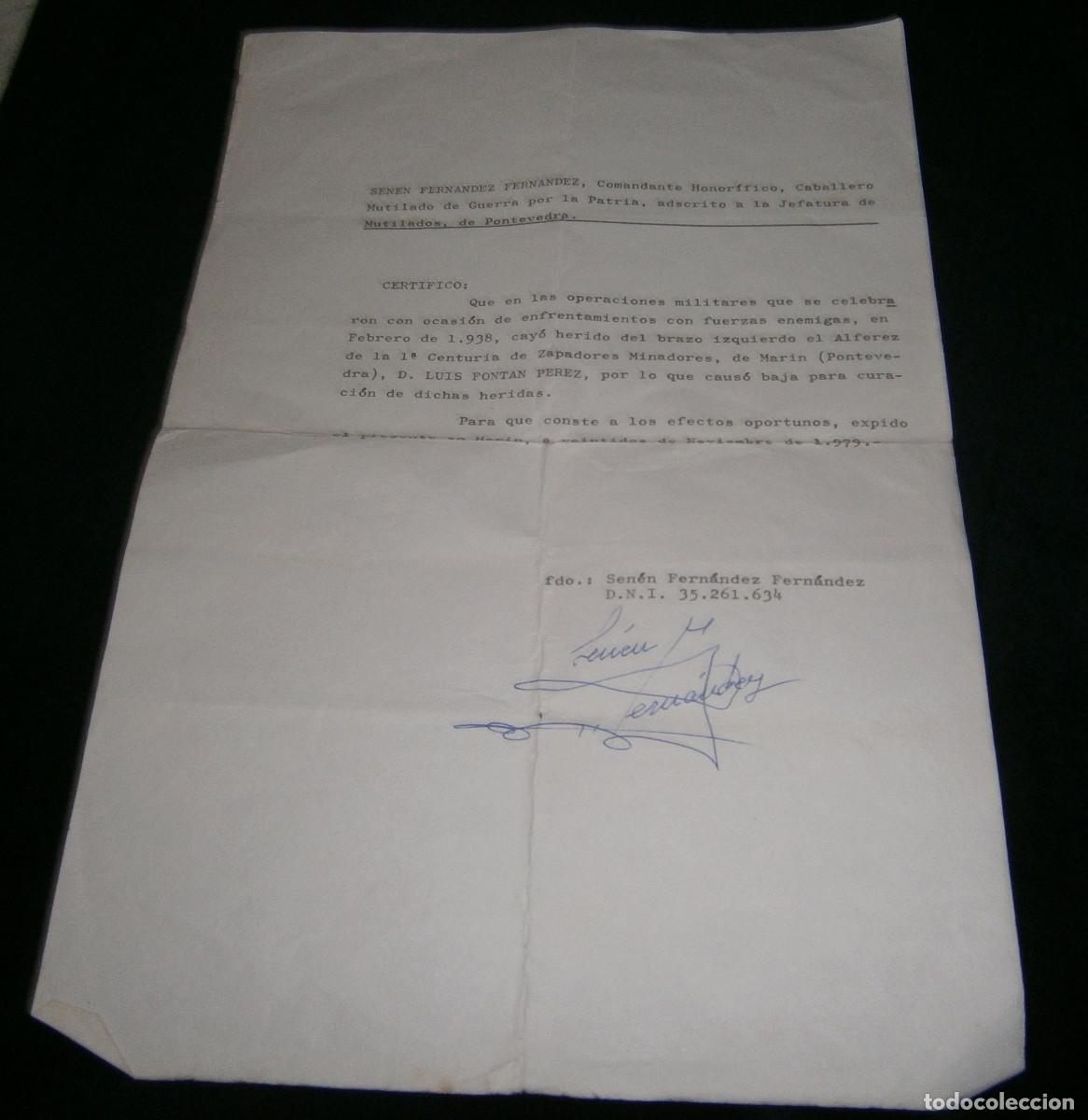 Military Antiques: certificacion al ser herido por fuerzas enemigas en 1938