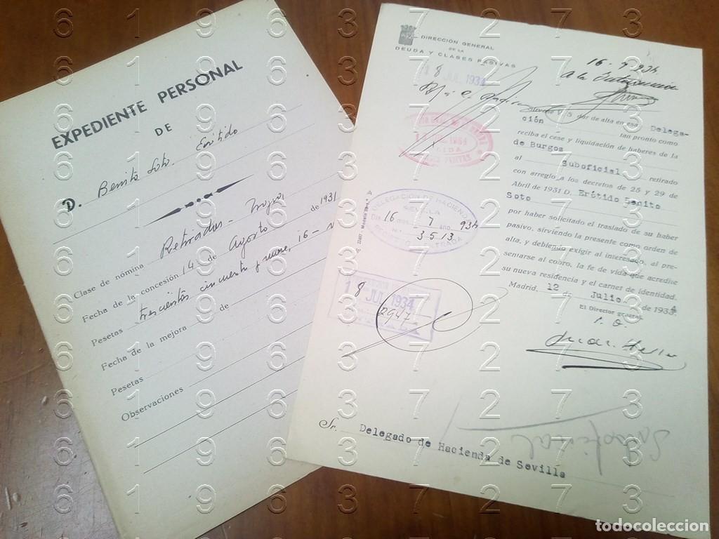 Militaria: BURGOS SUBOFICIAL SEVILLA EROTIDO BENITO SOTO 1934 6 DOCUMENTOS L70