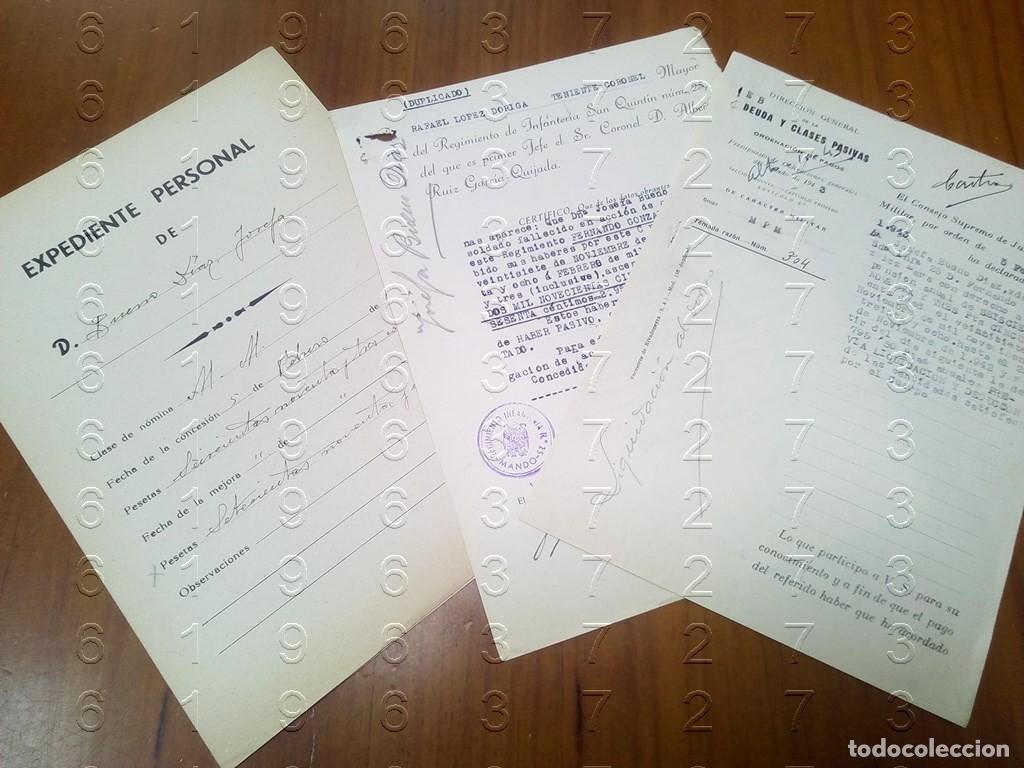 Military Antiques: REGIMIENTO INFANTERIA SAN QUINTIN 25 FERNANDO GONZALEZ LARA RAFAEL LOPEZ DORIGA 2 DOCUMENTOS L73