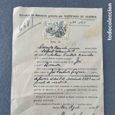 Militaria: DOCUMENTOS MATRICULACIÓN HUÉRFANO DE GUERRA INSTITUTO NACIONAL DE ENSEÑANZA MELILLA. 1945