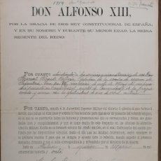 Militaria: CONCESIÓN EMPLEO COMANDANTE DE INFANTERÍA 1898. FIRMA REINA REGENTE