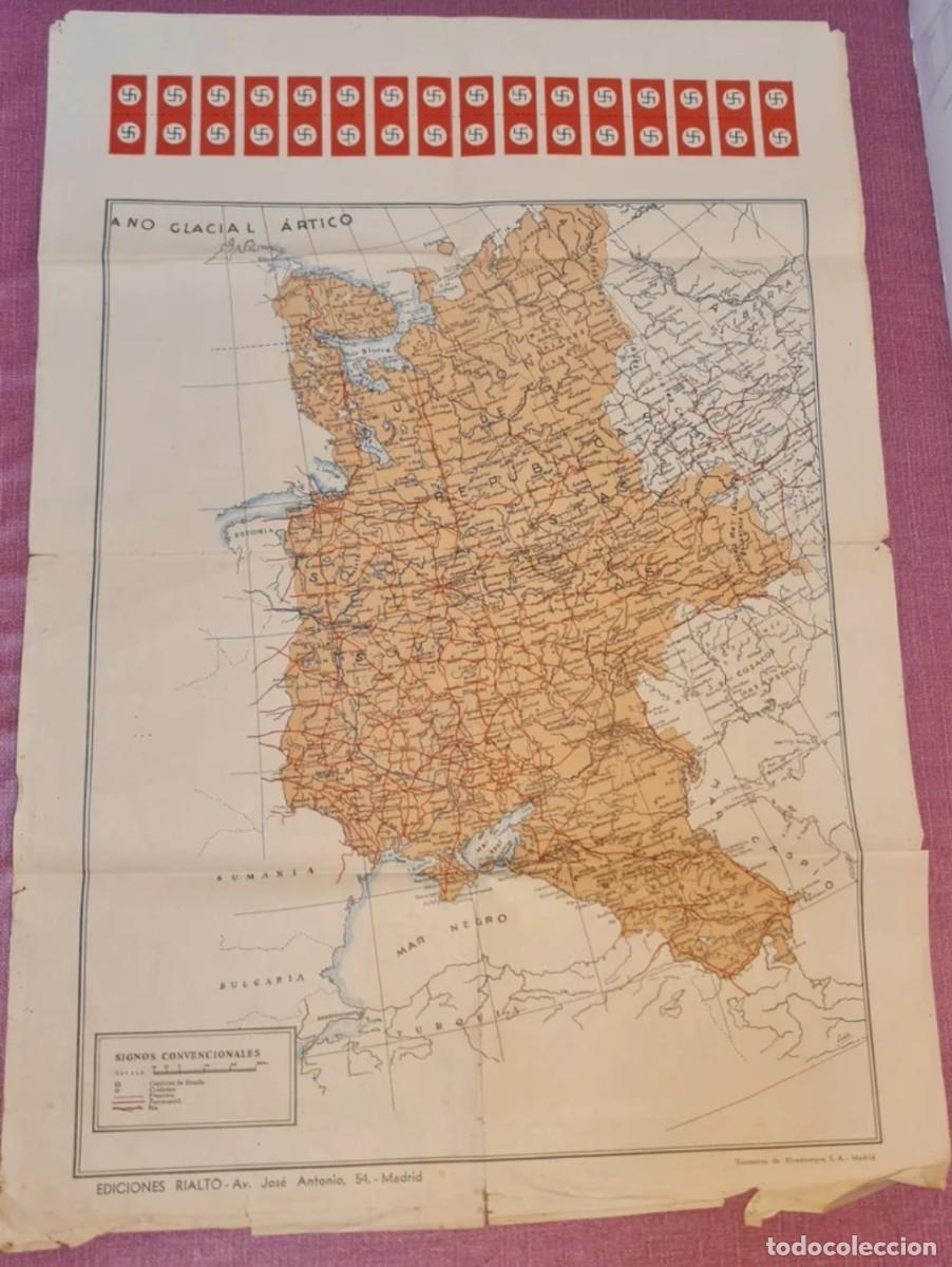 Militaria: Antiguo Mapa URSS con Esv&aacute;sticas en Espa&ntilde;ol - Foto 1