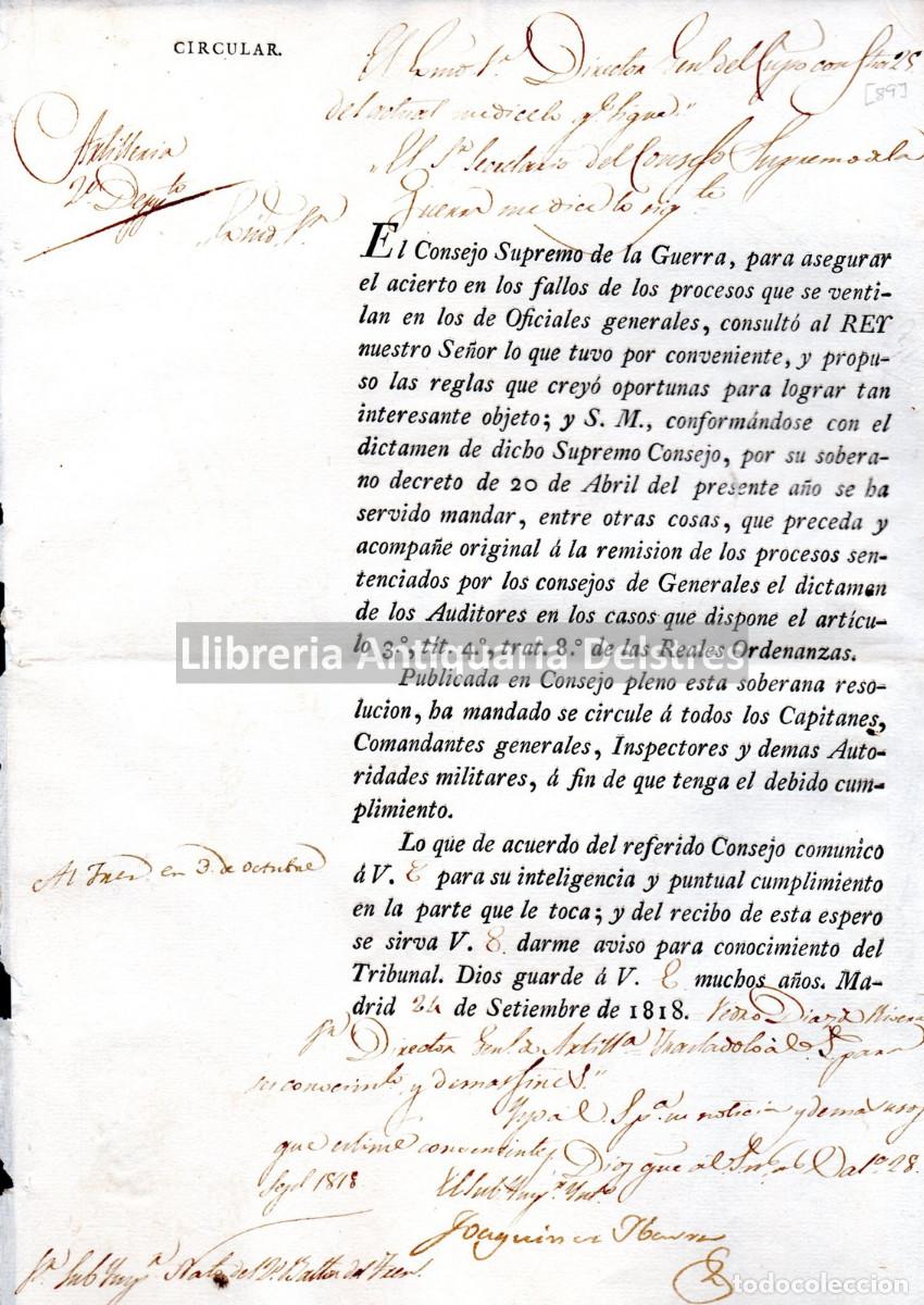 Militaria: Fernando VII. - [Acierto en los fallos de los procesos a Oficiales generales] El Consejo Supremo de