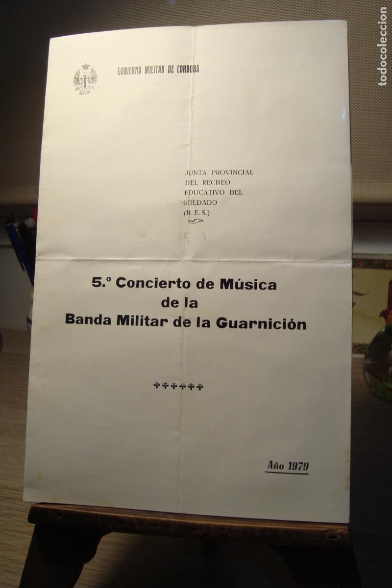 Militaria: GOBIERNO MILITAR CORDOBA 1979. 5&ordm; CONCIERTO BANDA MILITAR. DIR.CAPITAN D. JESUS CEA SAMANIEGO