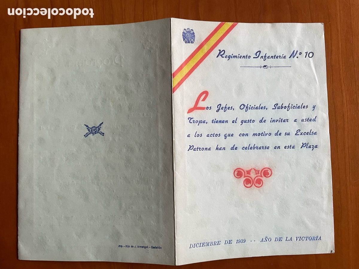 Militaria: Programa de actos, regimiento de infanter&iacute;a N 10 - Foto 1