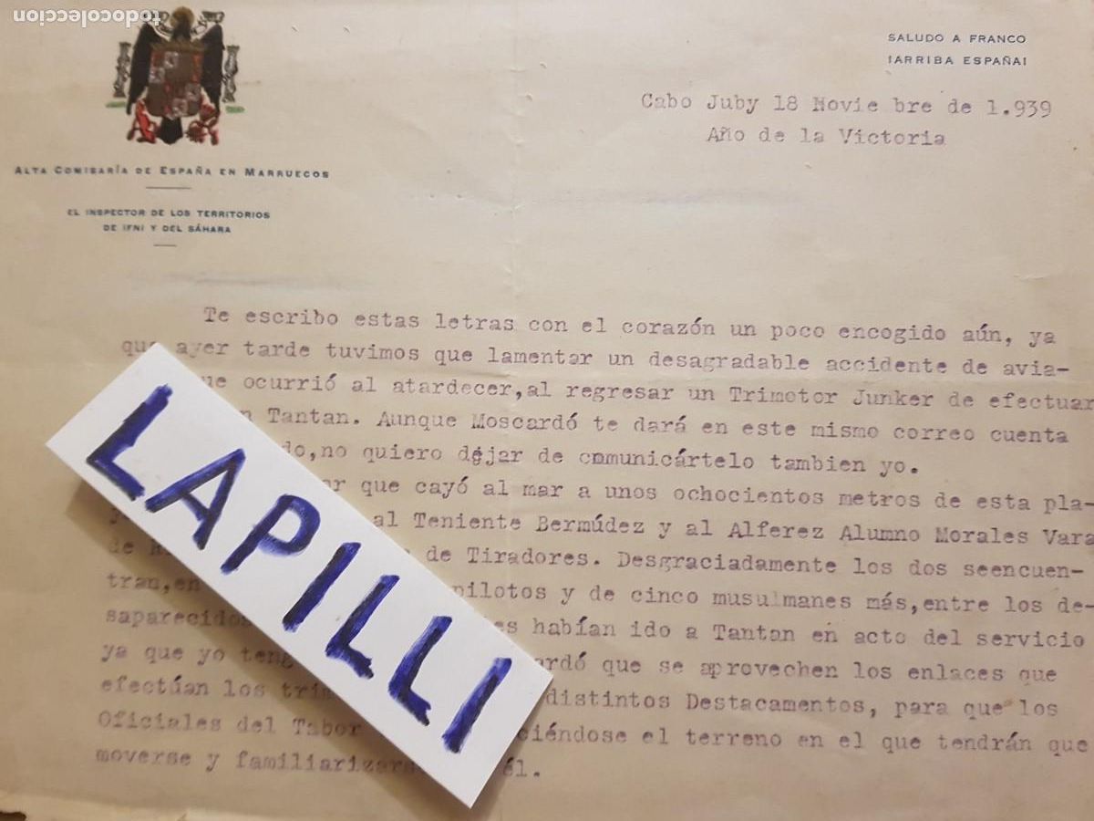 Militaria: DOCUMENTO ACCIDENTE AVION - 1939 - Foto 4