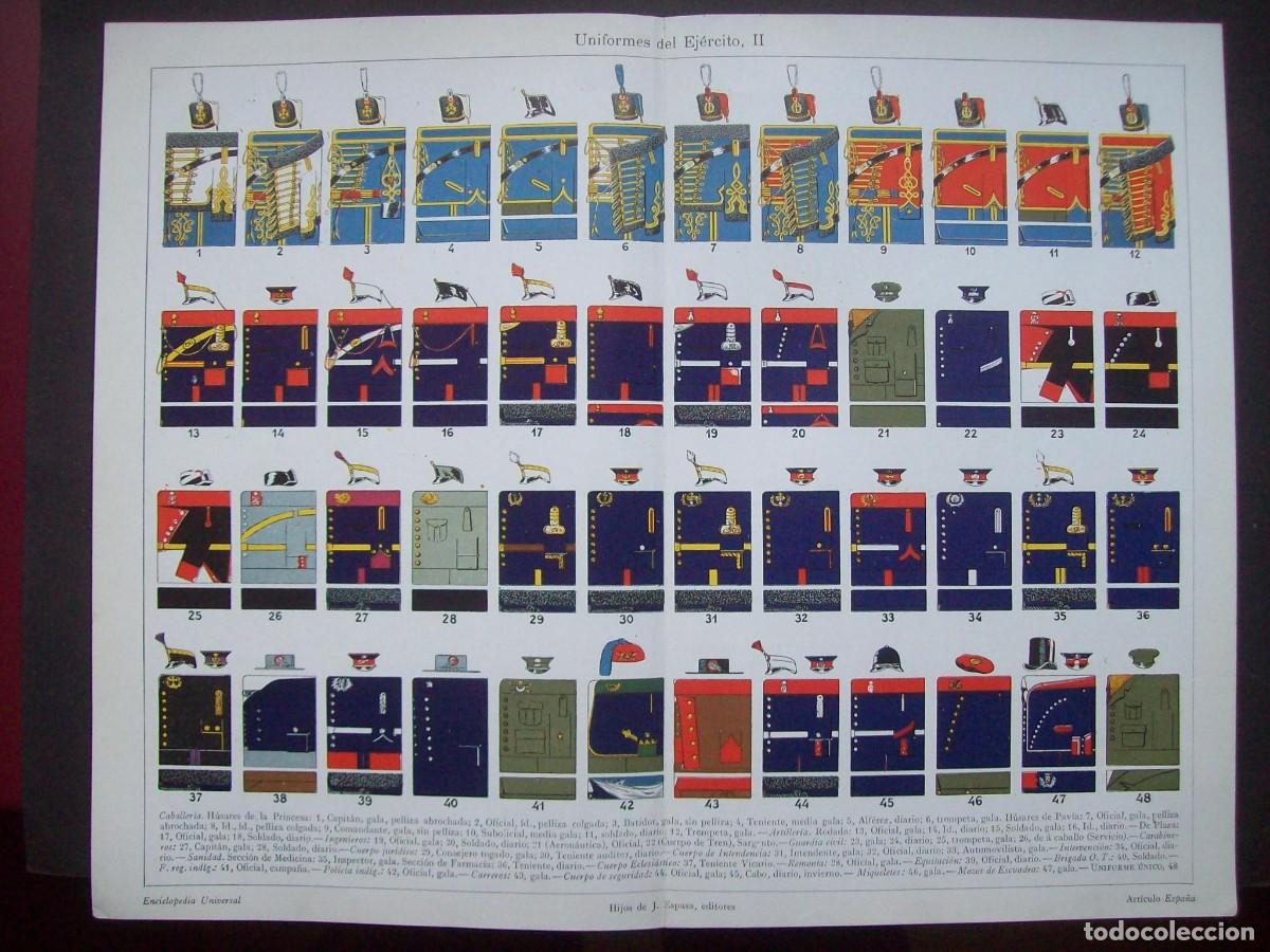 Militaria: UNIFORMES DEL EJERCITO ESPA&Ntilde;OL. 2 LAMINAS ESPASA. - Foto 3