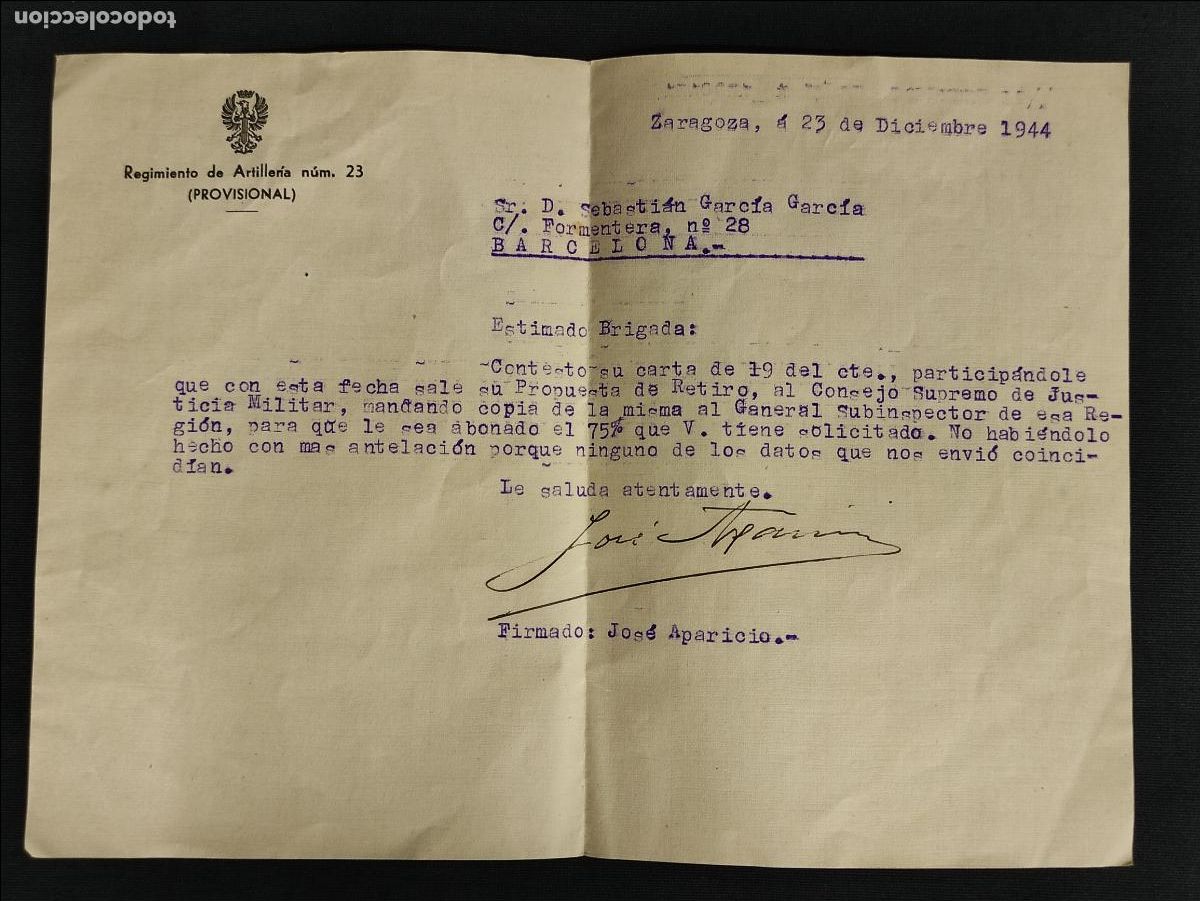 Militaria: 5 DOCUMENTOS MILITARES - 1944 - Foto 1