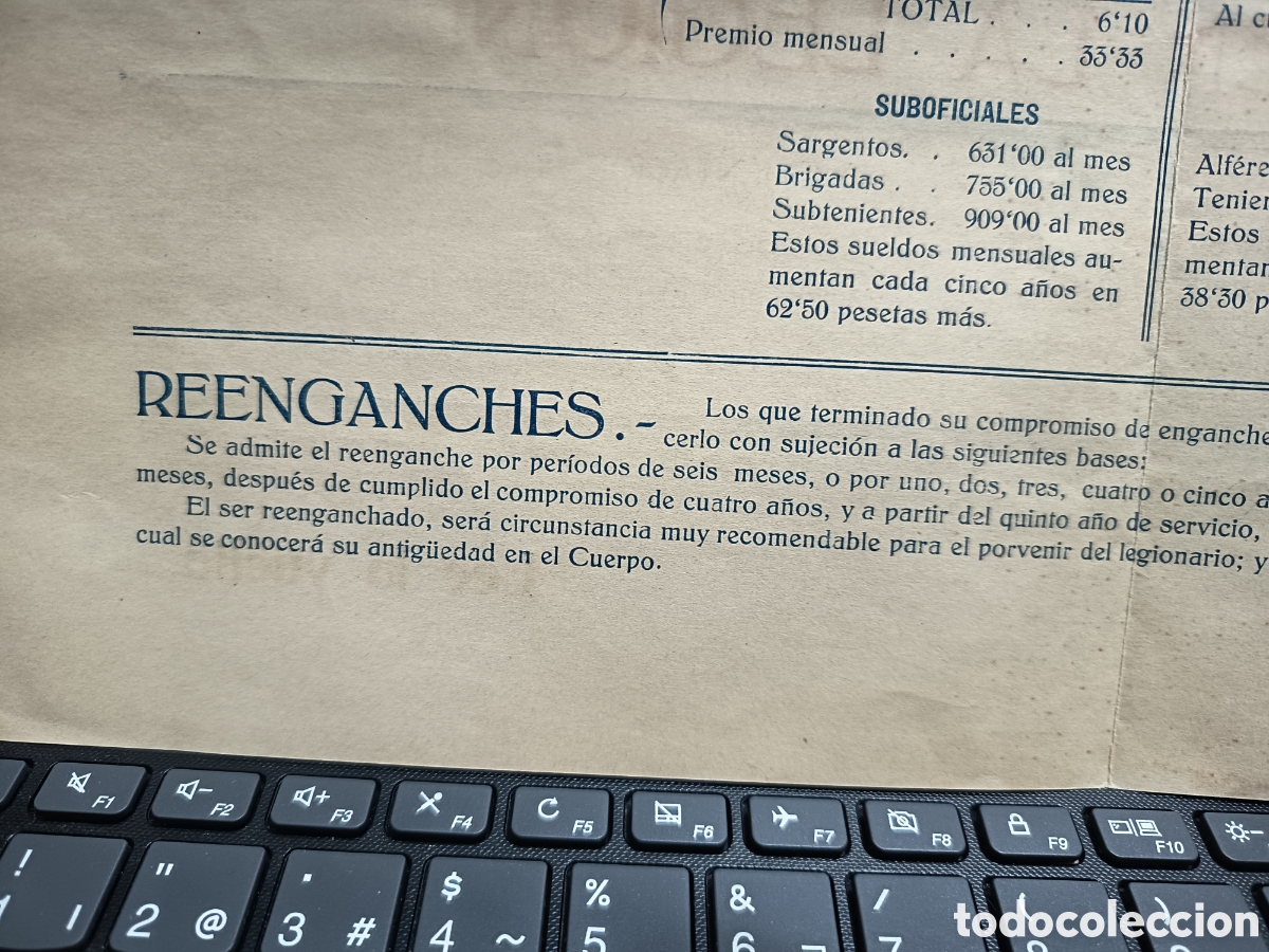 Militaria: Al&iacute;state en la legi&oacute;n documento original 1935 - Foto 9