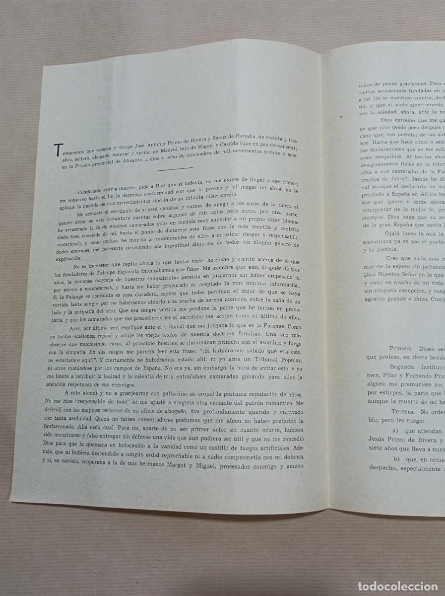 Militaria: TESTAMENTO DE JOS&Eacute; ANTONIO PRIMO DE RIVERA - Foto 14