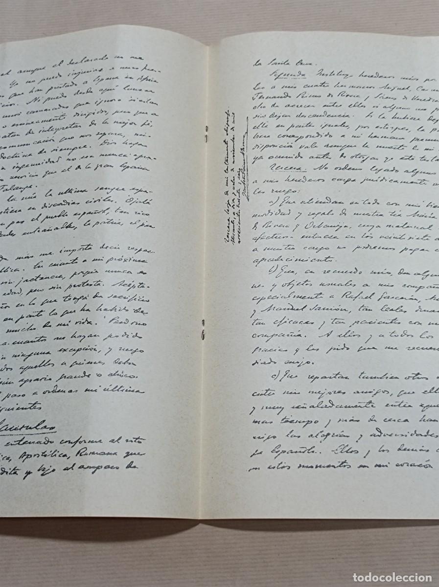 Militaria: TESTAMENTO DE JOS&Eacute; ANTONIO PRIMO DE RIVERA - Foto 20