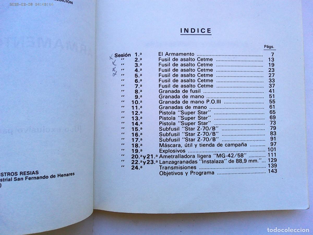 Militaria: INSTRUCCION MILITAR ESCALA COMPLEMENTO : ARMAMENTO Y MATERIAL . 1983 - Foto 2