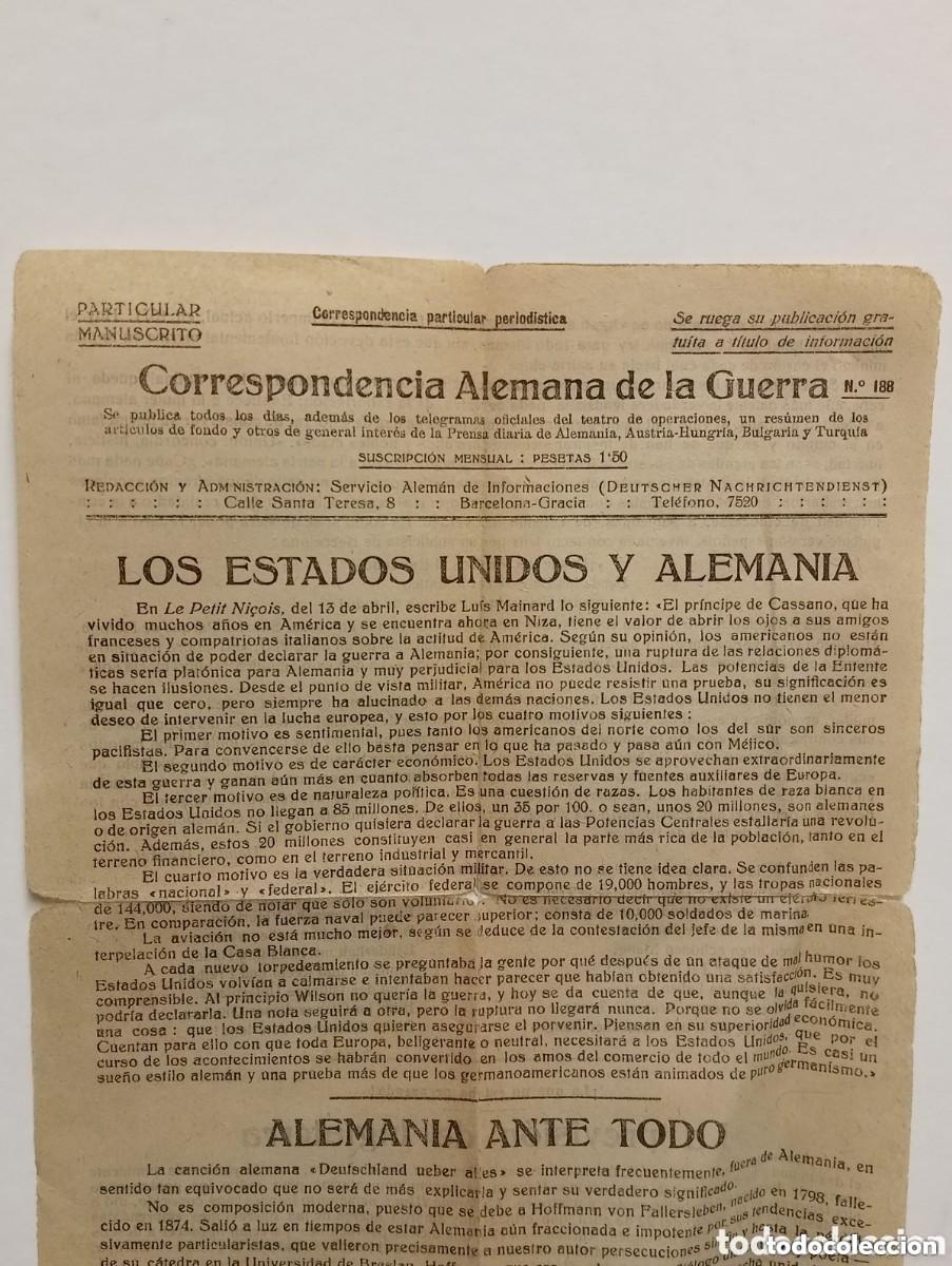 Militaria: CORRESPONDENCIA ALEMANA DE LA GUERRA. PARTICULAR PERIOD&Iacute;STICA. N&ordm; 188
