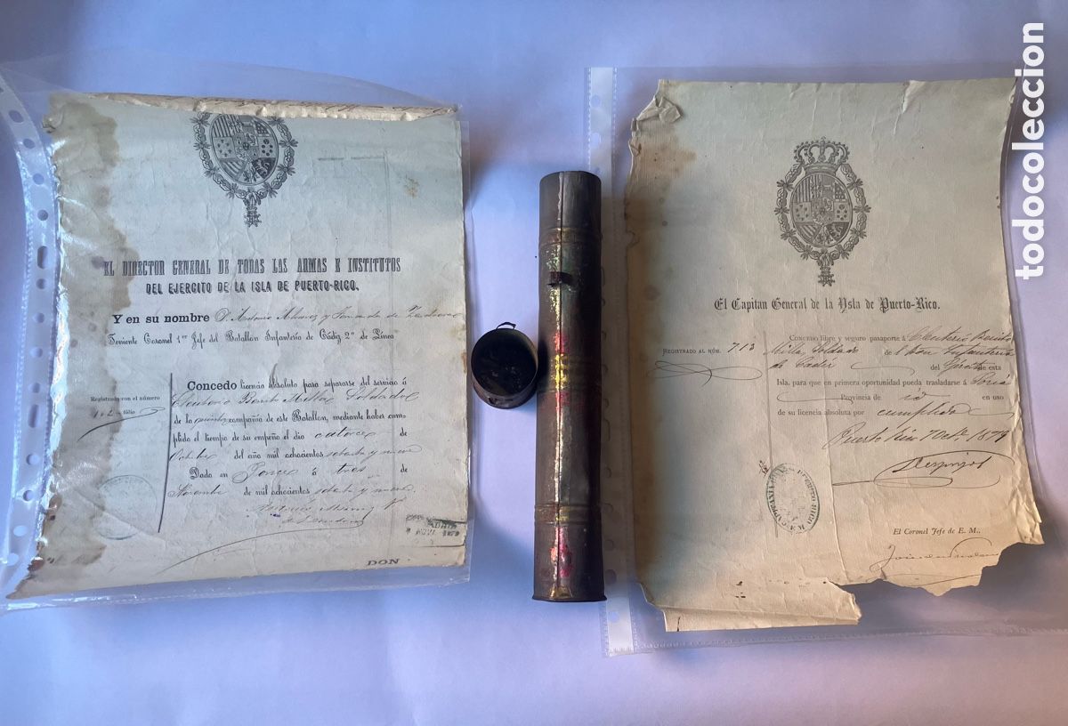 Militaria: Lote &Uacute;nico: Archivo Militar Familiar (Padre e Hijo) - Puerto Rico Colonial y Pen&iacute;nsula (1876-1900)