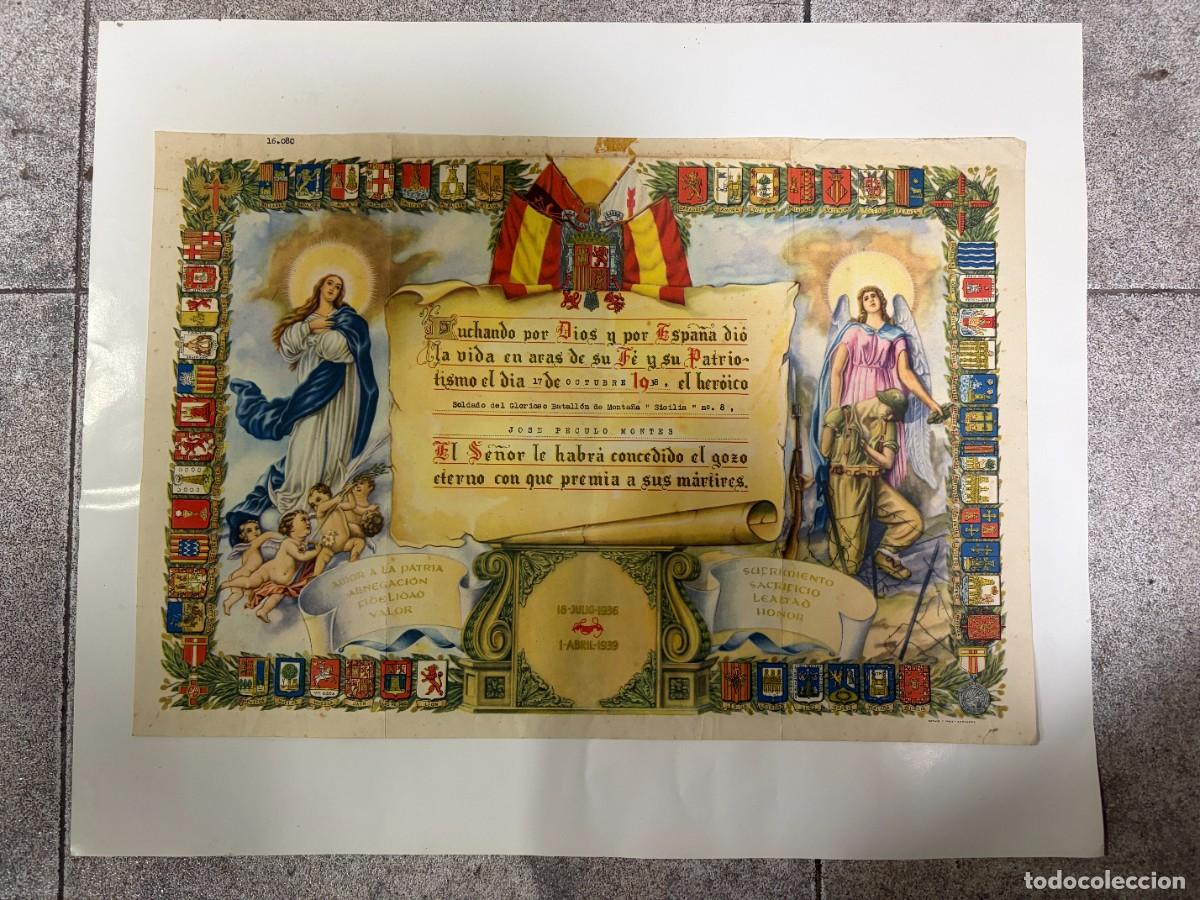 Militaria: MARTIRES DE ESPA&Ntilde;A - BATALLON DE MONTA&Ntilde;A - LITOGRAFIA OCTAVIO Y FELEZ - ZARAGOZA - 1938