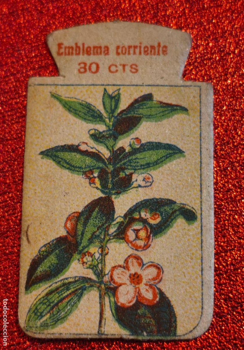 Militaria: Auxilio Social. Emblema Corriente. Membrillero de China. 30 Cts. Serie L. N&ordm; 4.