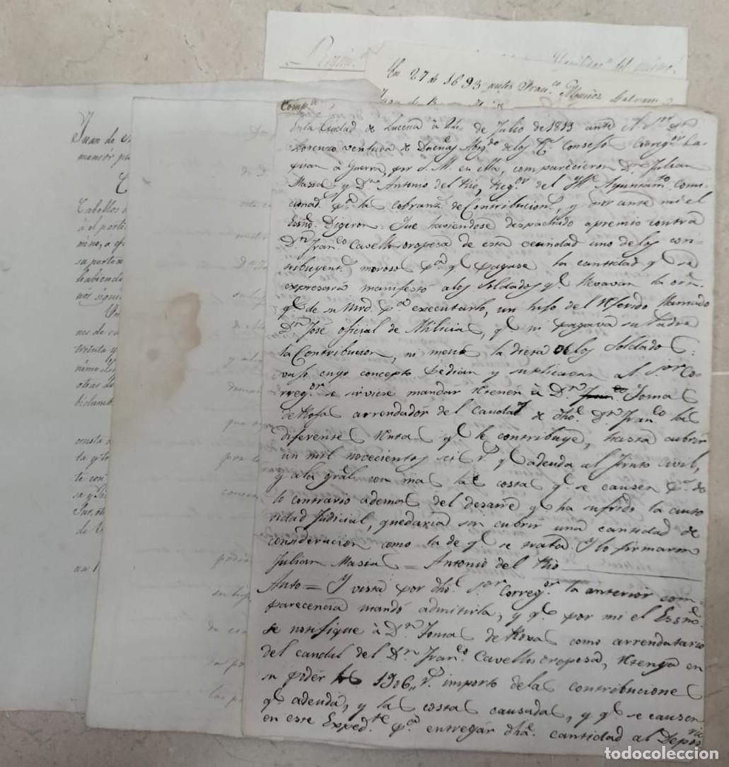 Militaria: Lote 5 documentos Lucena a&ntilde;os 1693, 1819, 1836, 1866, 1868