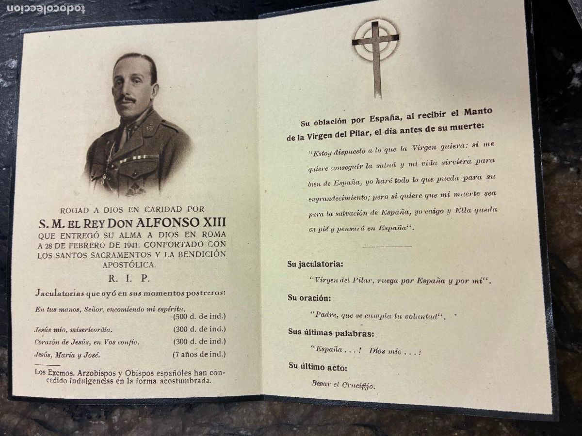 Militaria: Albacete recordatorio El Rey don Alfonso XIII febrero 1941 manto de la Virgen del Pilar