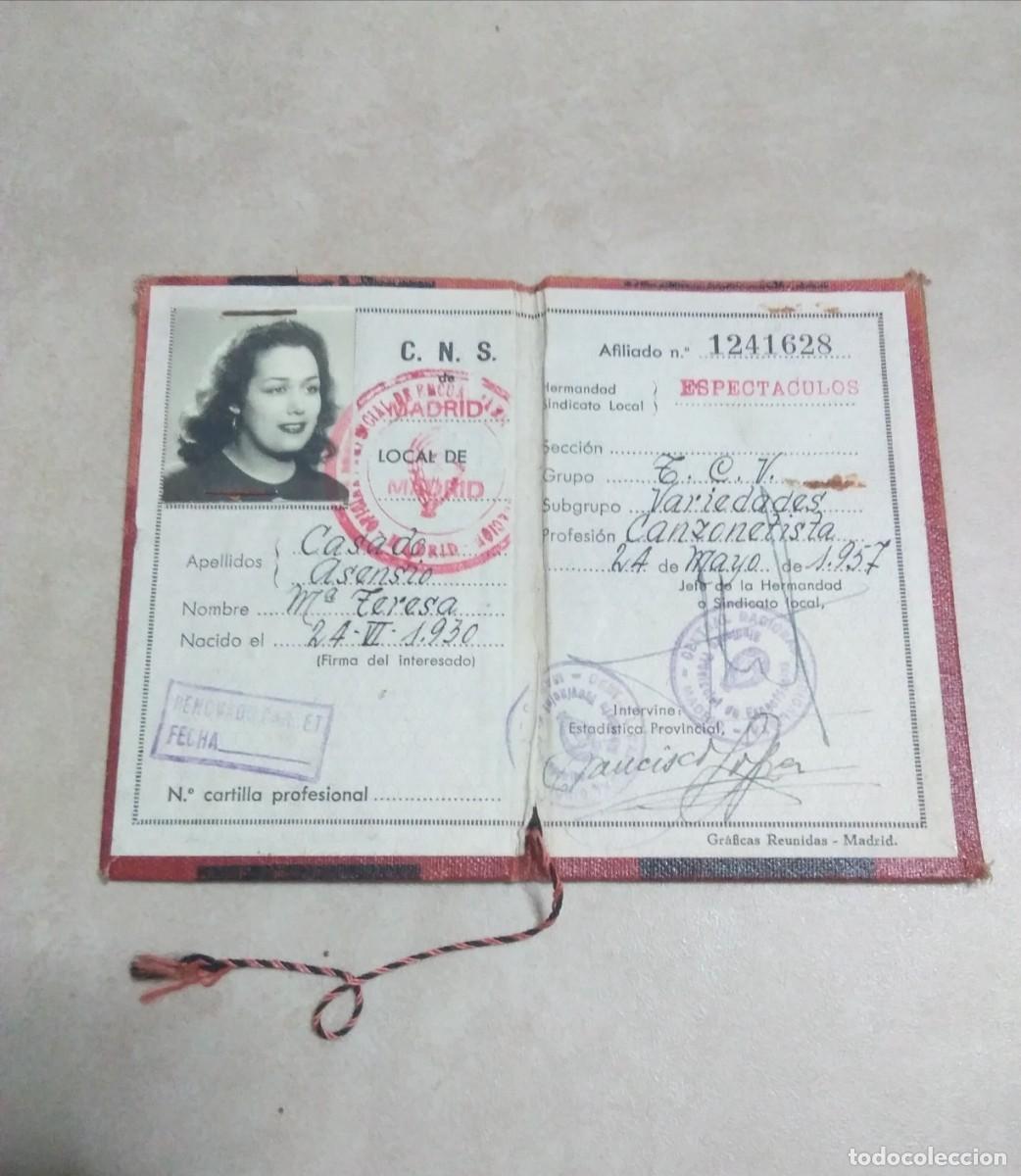 Militaria: Carnet CNS de la Falange, espect&aacute;culos Cantonetista