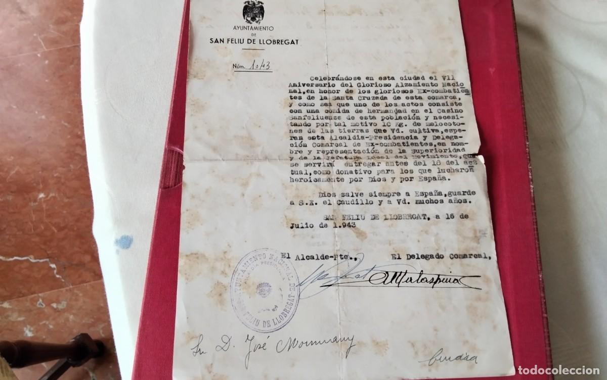 Militaria: SAN FELIU DE LLOBREGAT DOCUMENTO OBLIGACION A CONTRIBUIR POR LOS COMBATIENTES NACIONALES MUY BUENO