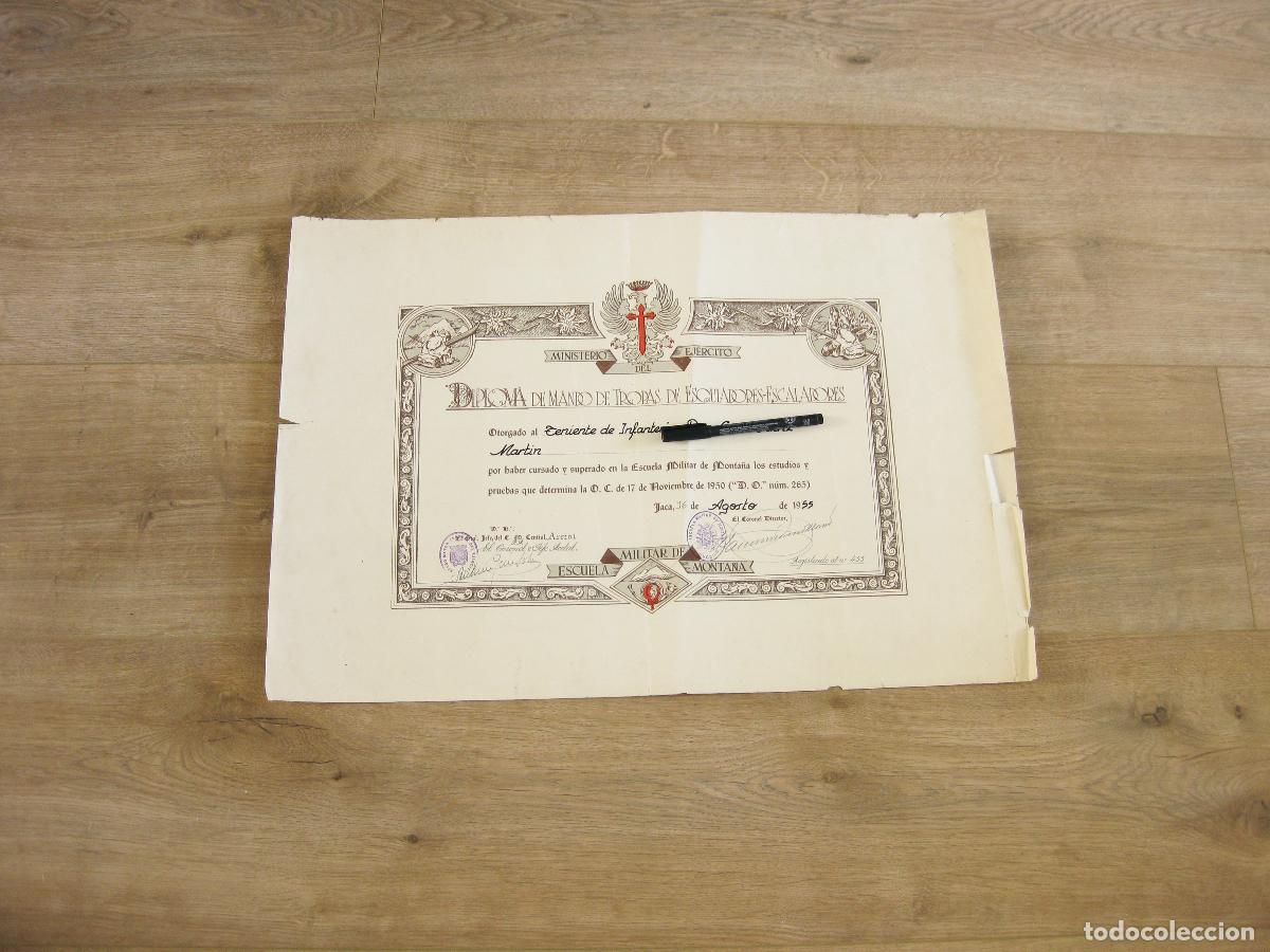 Militaria: DIPLOMA DE MANDO DE TROPAS DE ESQUIADORES ESCALADORES. 1955