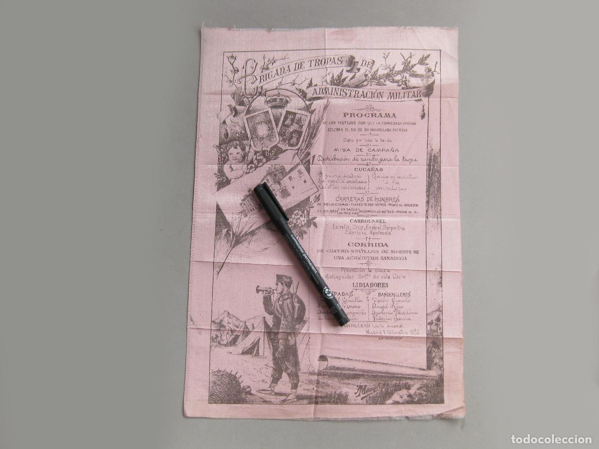 Militaria: CARTEL PROGRAMA DE FESTEJOS DE LA BRIGADA DE TROPAS DE ADMINISTRACION MILITAR DE 1892 - MADRID