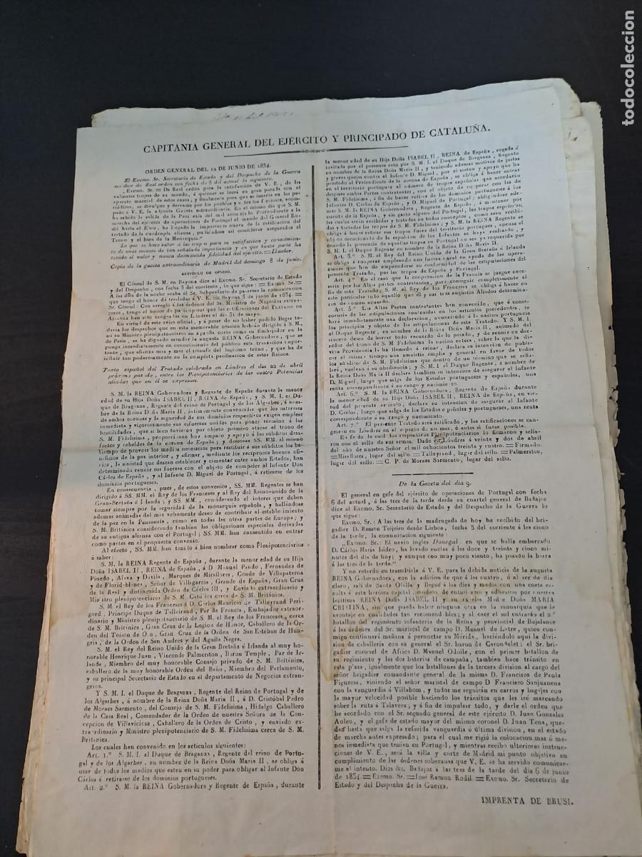 Militaria: CAPITANIA GENERAL DEL EJERCITO Y PRINCIPADO DE CATALU&Ntilde;A-ISABEL II -REINA REGENTE 1834