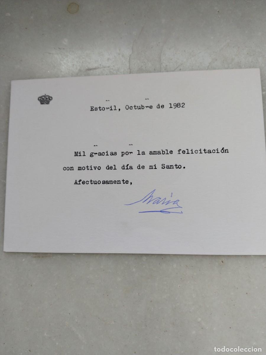 Militaria: AGRADECIMIENTO A FELICITACI&Oacute;N DE MAR&Iacute;A DE LAS MERCEDES DE BORB&Oacute;N Y ORLEANS A&Ntilde;O 1982