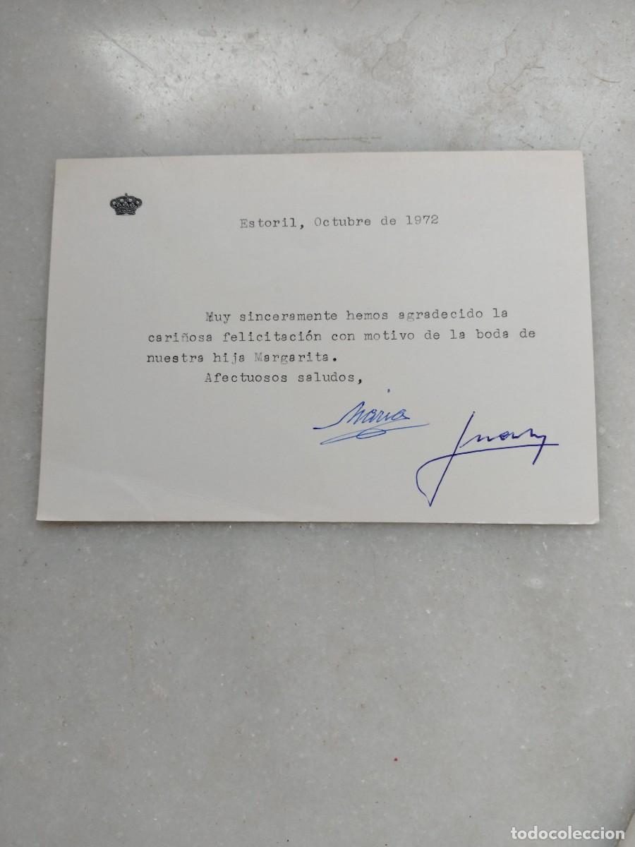 Militaria: AGRADECIMIENTO A FELICITACI&Oacute;N DE MAR&Iacute;A DE LAS MERCEDES DE BORB&Oacute;N Y ORLEANS Y JUAN CARLOS I A&Ntilde;O 1972