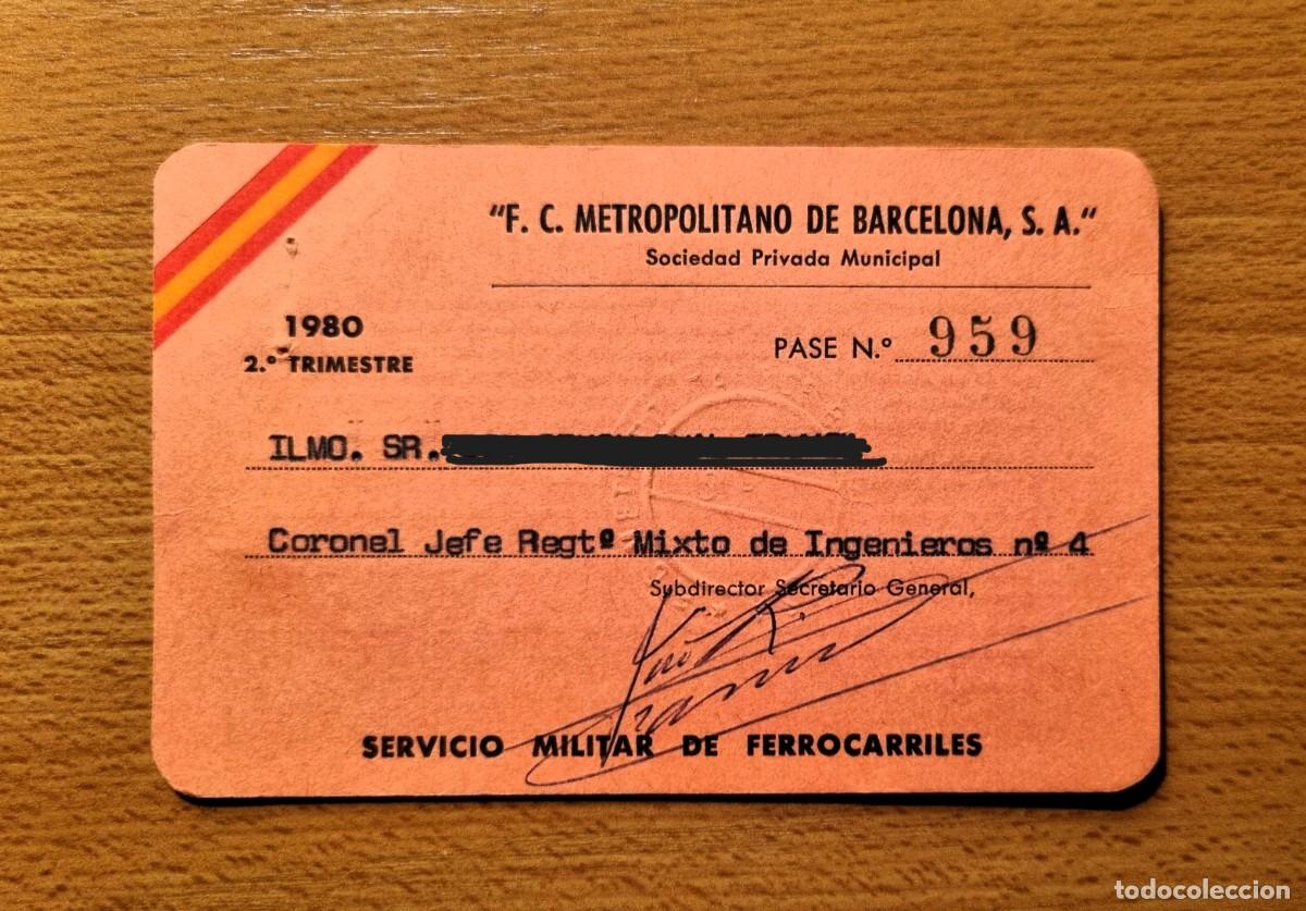 Militaria: CARNET MILITAR DEL FF.CC. METROPOLITANO DE BARCELONA