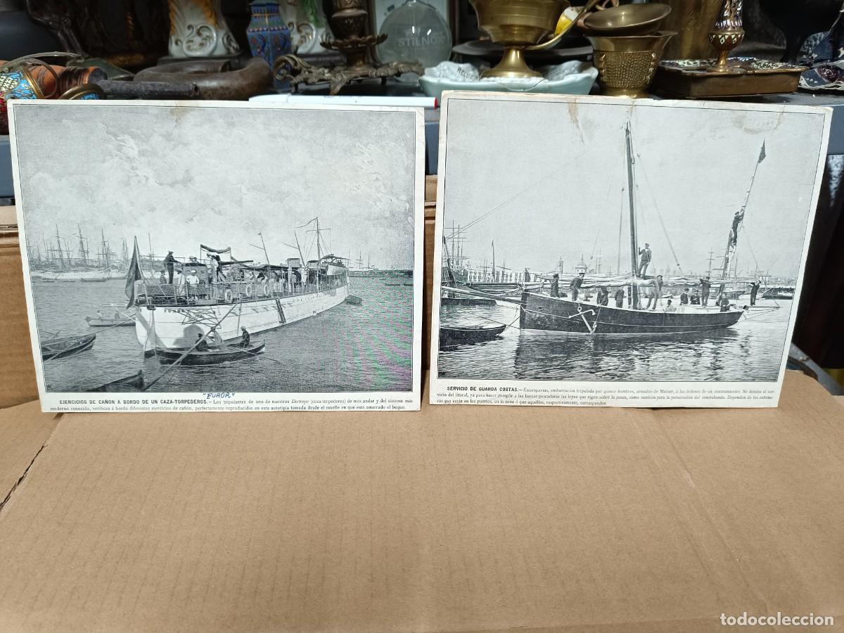 Militaria: LOTE DE 2 ANTIGUAS LAMINAS MILITARES, BARCOS GUERRA DE CUBA, FUROR, GUARDACOSTAS CAZA TORPEDEROS P24