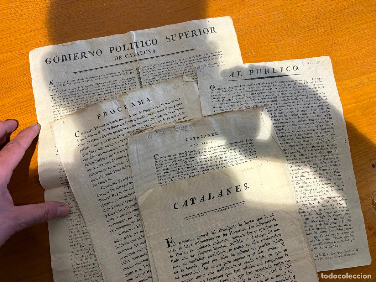 Militaria: 5 Bandos impresos vilafranca tarragona guerra del franc&eacute;s independencia Catalunya manresa catalanes