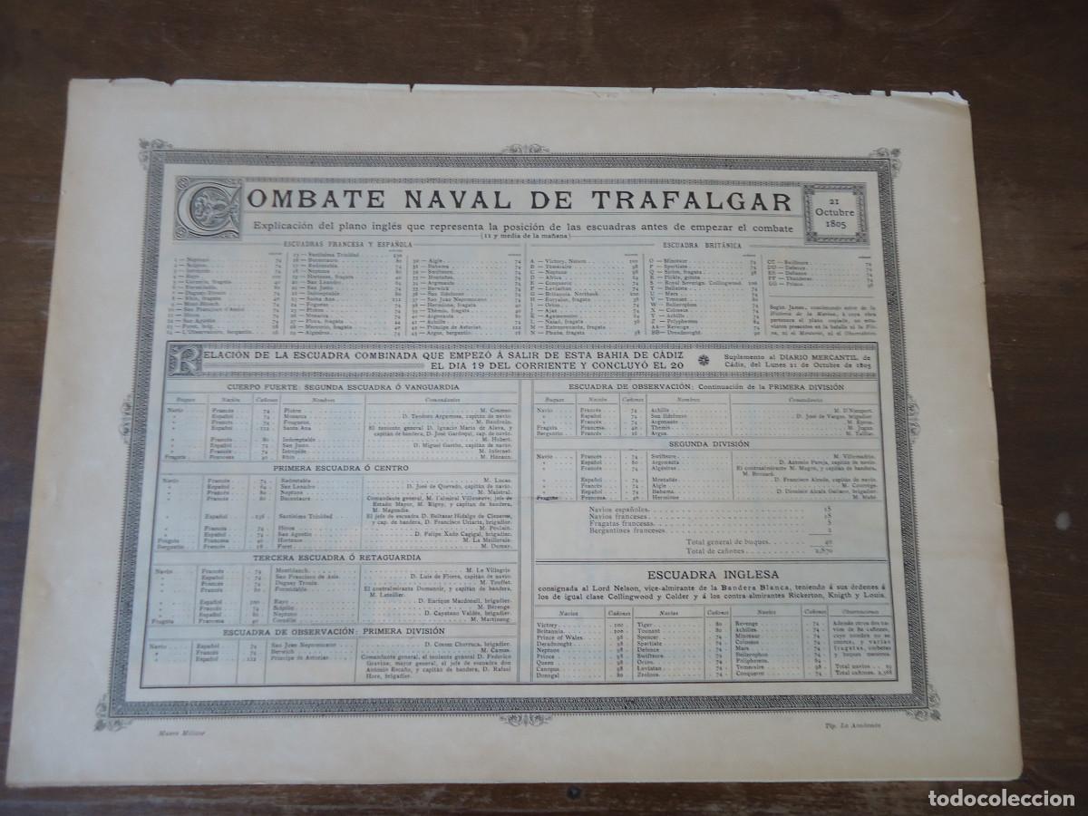 Militaria: Combate naval de Trafalgar del 21 de octubre de 1805. Estadillo + L&aacute;mina.