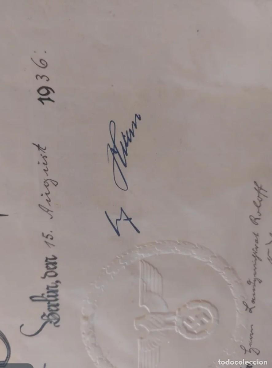 Militaria: II guerra mundial firma Hitler documento 40 a&ntilde;os de servicio sello