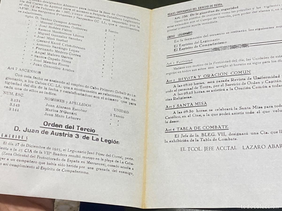 Militaria: ANTIGUO DOCUMENTO ORDEN 361 TERCIO D JUAN DE AUSTRIA LEGI&Oacute;N 1986