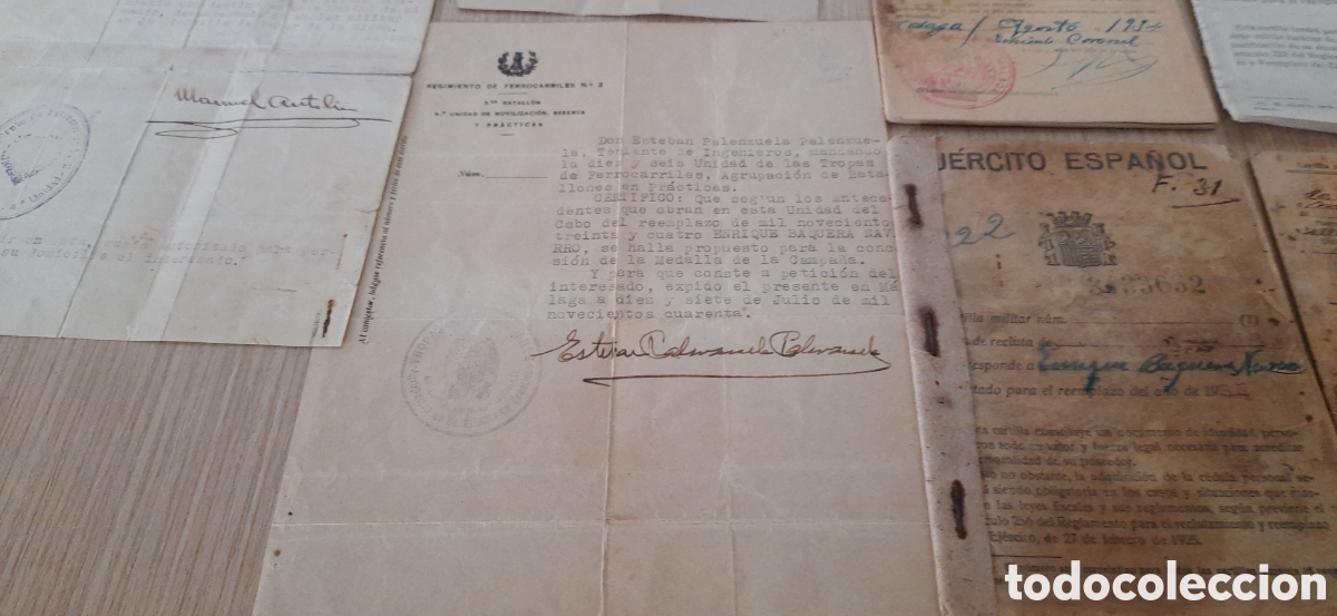 Militaria: Documentaci&oacute;n regimiento de ferrocariles n&ordm; 2 circa 1934